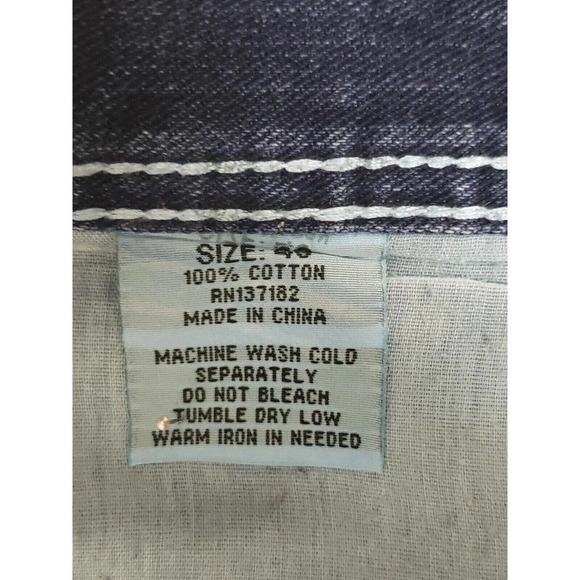 GS115 Brand Men's Blue Jeans Original Brand Size 46×32 Embroydered, Distressed. - Picture 9 of 13